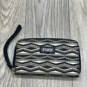PINK Victoria's Secret Black and Cream Wristlet